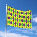 Mardi Gras Fat Tuesday Argyle Print Polyester Flag