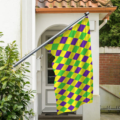 Mardi Gras Fat Tuesday Argyle Print Polyester Flag