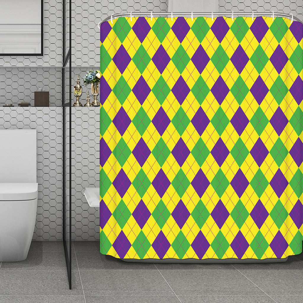 Mardi Gras Fat Tuesday Argyle Print Polyester Shower Curtain