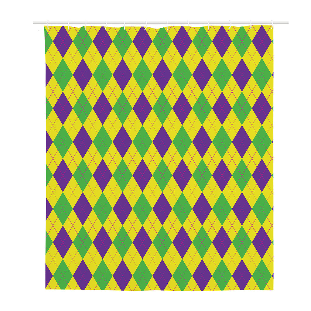 Mardi Gras Fat Tuesday Argyle Print Polyester Shower Curtain