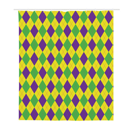Mardi Gras Fat Tuesday Argyle Print Polyester Shower Curtain