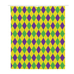 Mardi Gras Fat Tuesday Argyle Print Polyester Shower Curtain