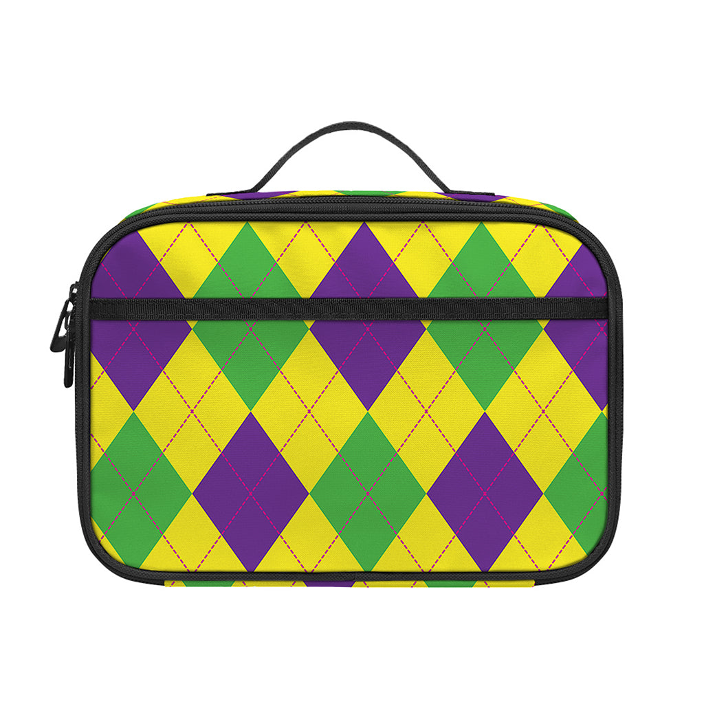 Mardi Gras Fat Tuesday Argyle Print Portable Lunch Bag