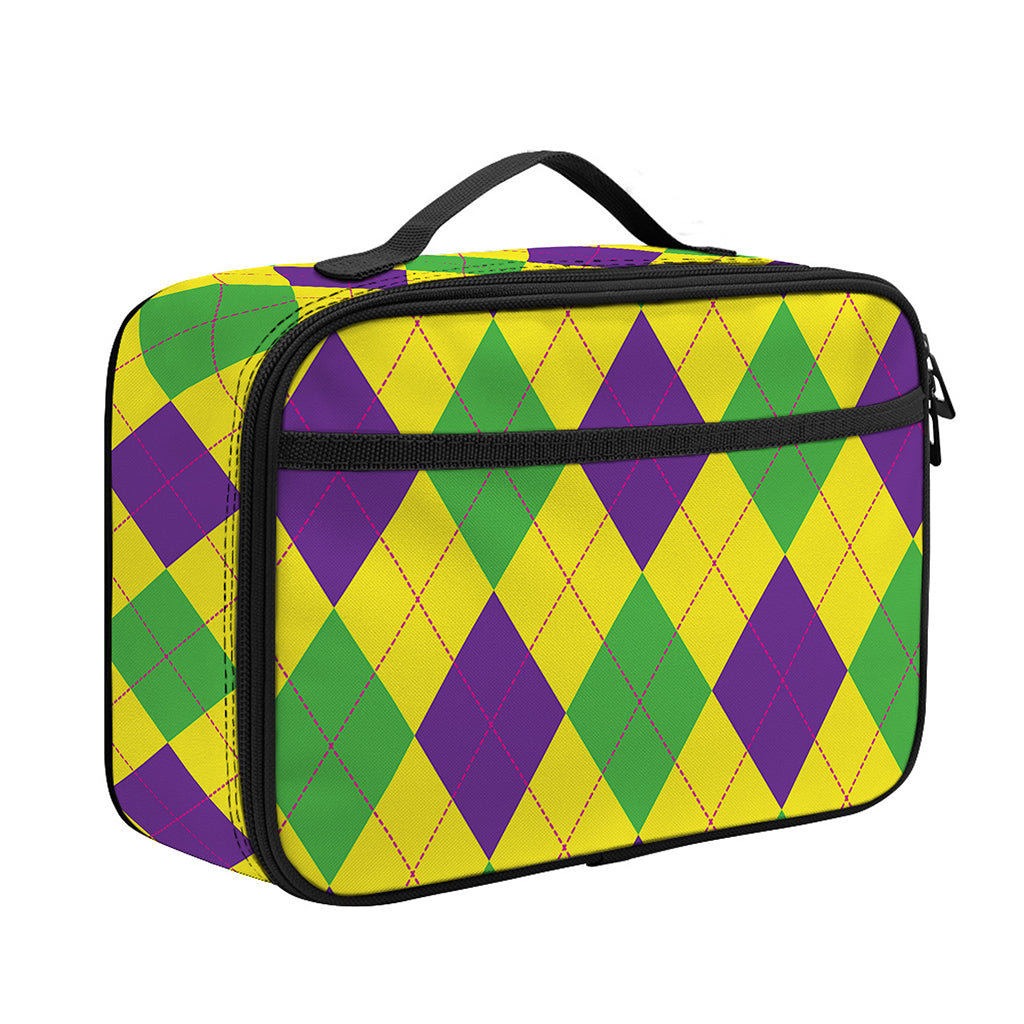 Mardi Gras Fat Tuesday Argyle Print Portable Lunch Bag