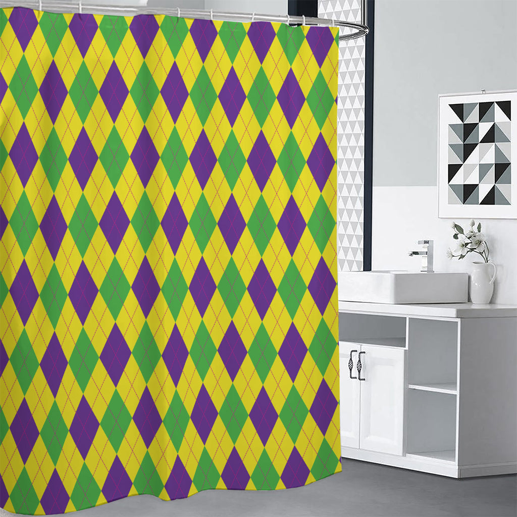 Mardi Gras Fat Tuesday Argyle Print Premium Shower Curtain