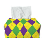 Mardi Gras Fat Tuesday Argyle Print Rectangle Tissue Box Cover