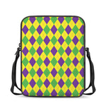 Mardi Gras Fat Tuesday Argyle Print Rectangular Crossbody Bag