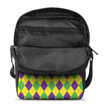 Mardi Gras Fat Tuesday Argyle Print Rectangular Crossbody Bag