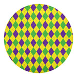 Mardi Gras Fat Tuesday Argyle Print Round Blanket
