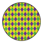 Mardi Gras Fat Tuesday Argyle Print Round Floor Mat