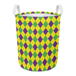 Mardi Gras Fat Tuesday Argyle Print Round Laundry Basket