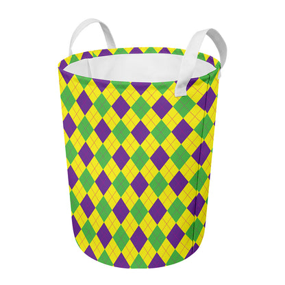 Mardi Gras Fat Tuesday Argyle Print Round Laundry Basket