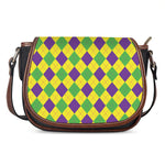 Mardi Gras Fat Tuesday Argyle Print Saddle Bag