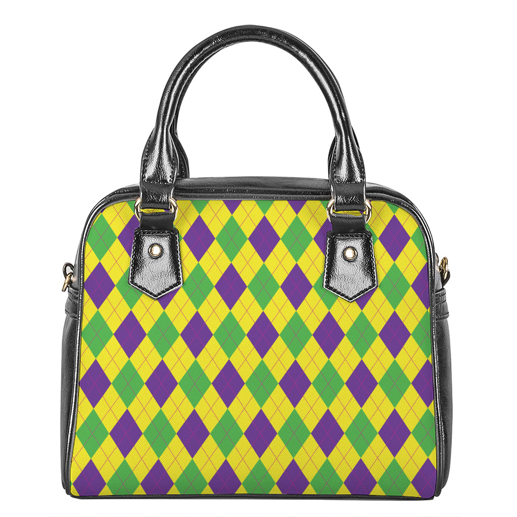 Mardi Gras Fat Tuesday Argyle Print Shoulder Handbag