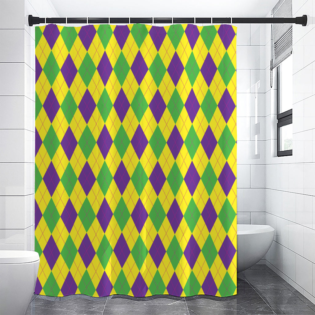 Mardi Gras Fat Tuesday Argyle Print Shower Curtain