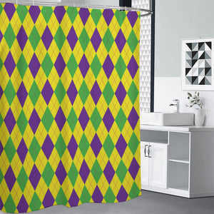 Mardi Gras Fat Tuesday Argyle Print Shower Curtain