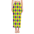 Mardi Gras Fat Tuesday Argyle Print Side Slit Maxi Skirt