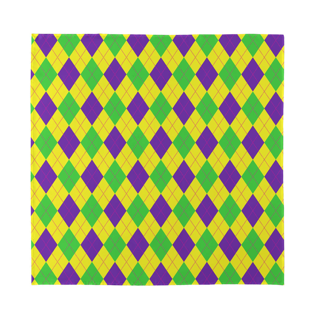 Mardi Gras Fat Tuesday Argyle Print Silk Bandana