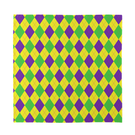 Mardi Gras Fat Tuesday Argyle Print Silk Bandana