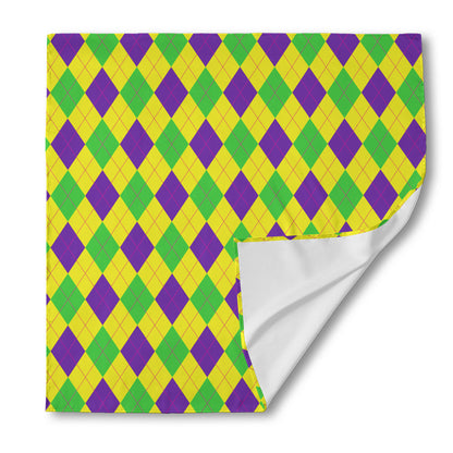 Mardi Gras Fat Tuesday Argyle Print Silk Bandana