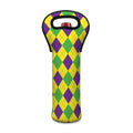 Mardi Gras Fat Tuesday Argyle Print Single Neoprene Wine Tote