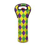 Mardi Gras Fat Tuesday Argyle Print Single Neoprene Wine Tote