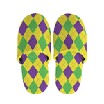 Mardi Gras Fat Tuesday Argyle Print Slippers