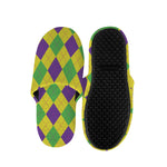 Mardi Gras Fat Tuesday Argyle Print Slippers