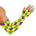 Mardi Gras Fat Tuesday Argyle Print Sun Protection Arm Sleeves