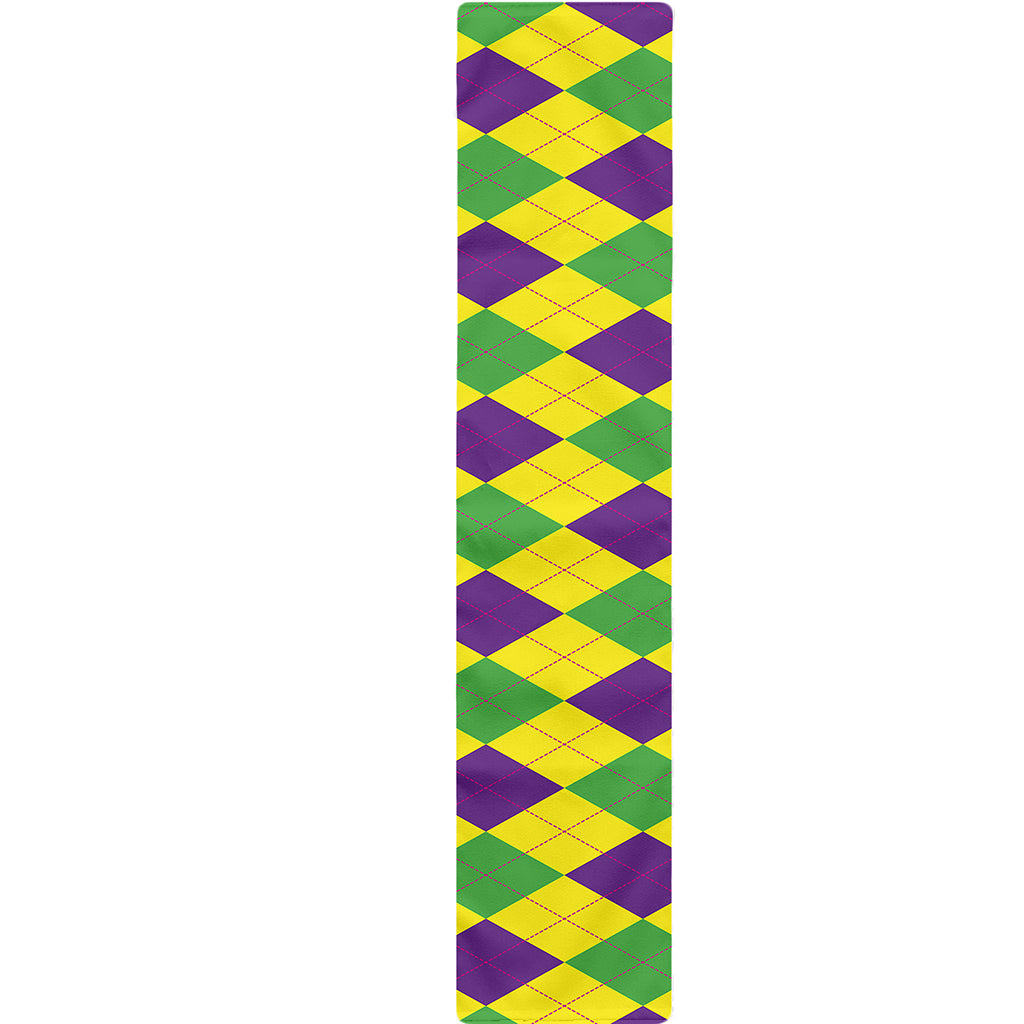Mardi Gras Fat Tuesday Argyle Print Table Runner