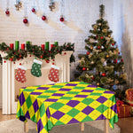 Mardi Gras Fat Tuesday Argyle Print Tablecloth