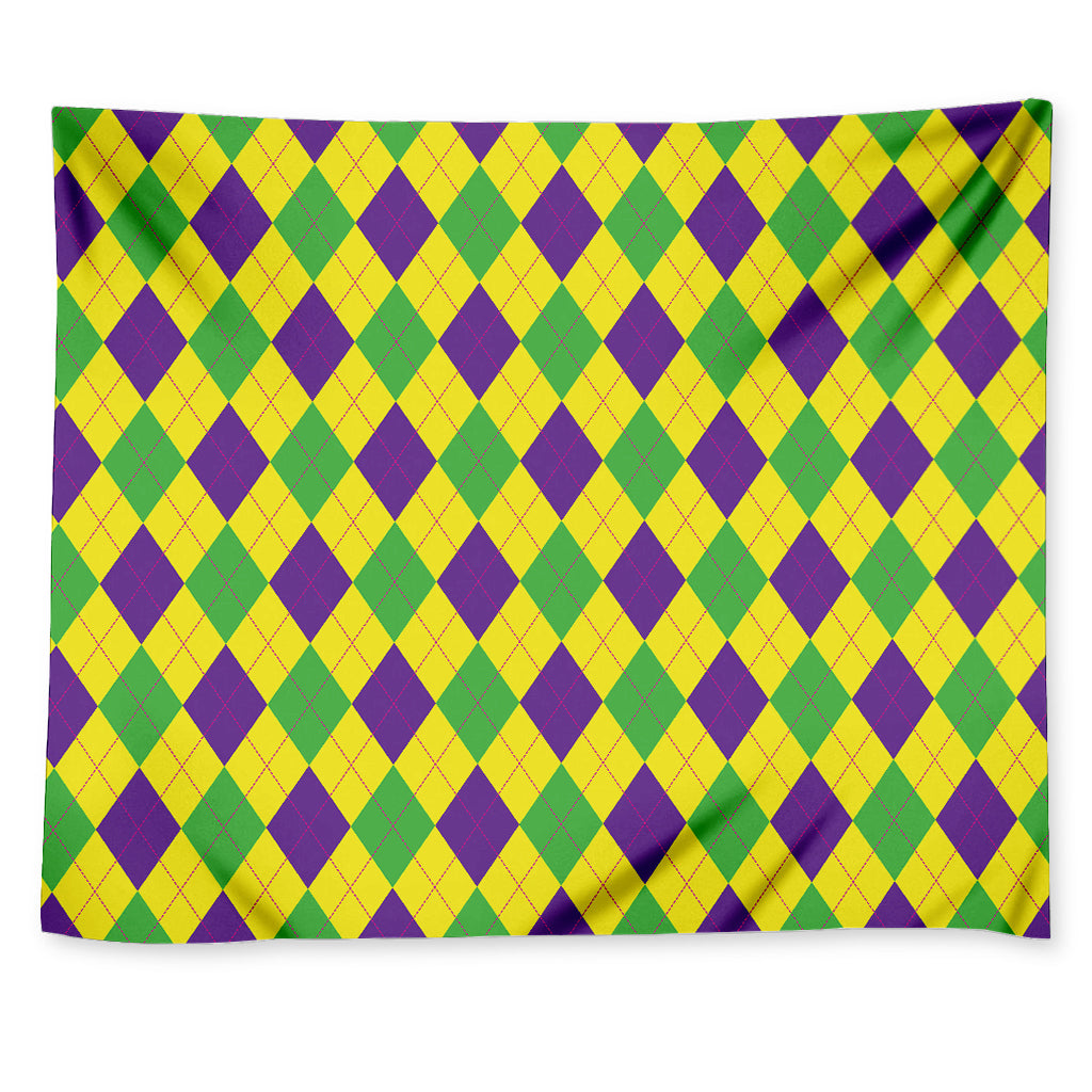 Mardi Gras Fat Tuesday Argyle Print Tapestry