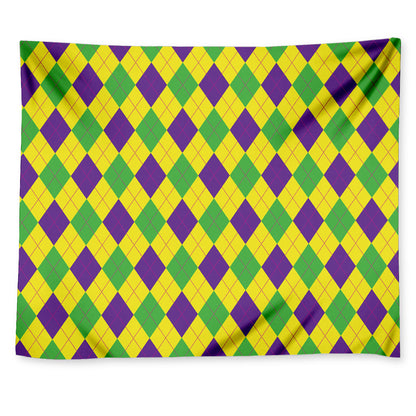Mardi Gras Fat Tuesday Argyle Print Tapestry