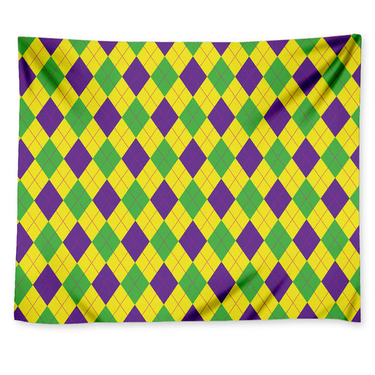 Mardi Gras Fat Tuesday Argyle Print Tapestry