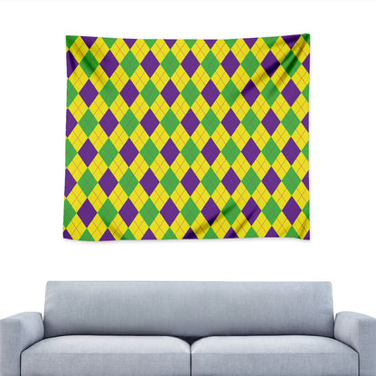 Mardi Gras Fat Tuesday Argyle Print Tapestry