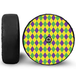 Mardi Gras Fat Tuesday Argyle Print Tire Cover With Camera Hole