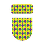 Mardi Gras Fat Tuesday Argyle Print Toilet Lid And Tank Cover Set