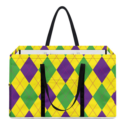 Mardi Gras Fat Tuesday Argyle Print Utility Tote Bag