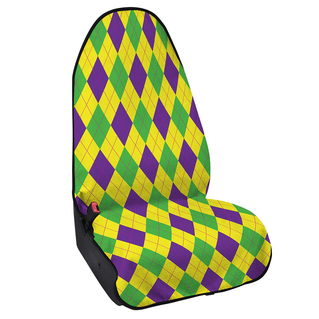 Mardi Gras Fat Tuesday Argyle Print Waterproof Car Seat Cover