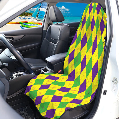 Mardi Gras Fat Tuesday Argyle Print Waterproof Car Seat Cover