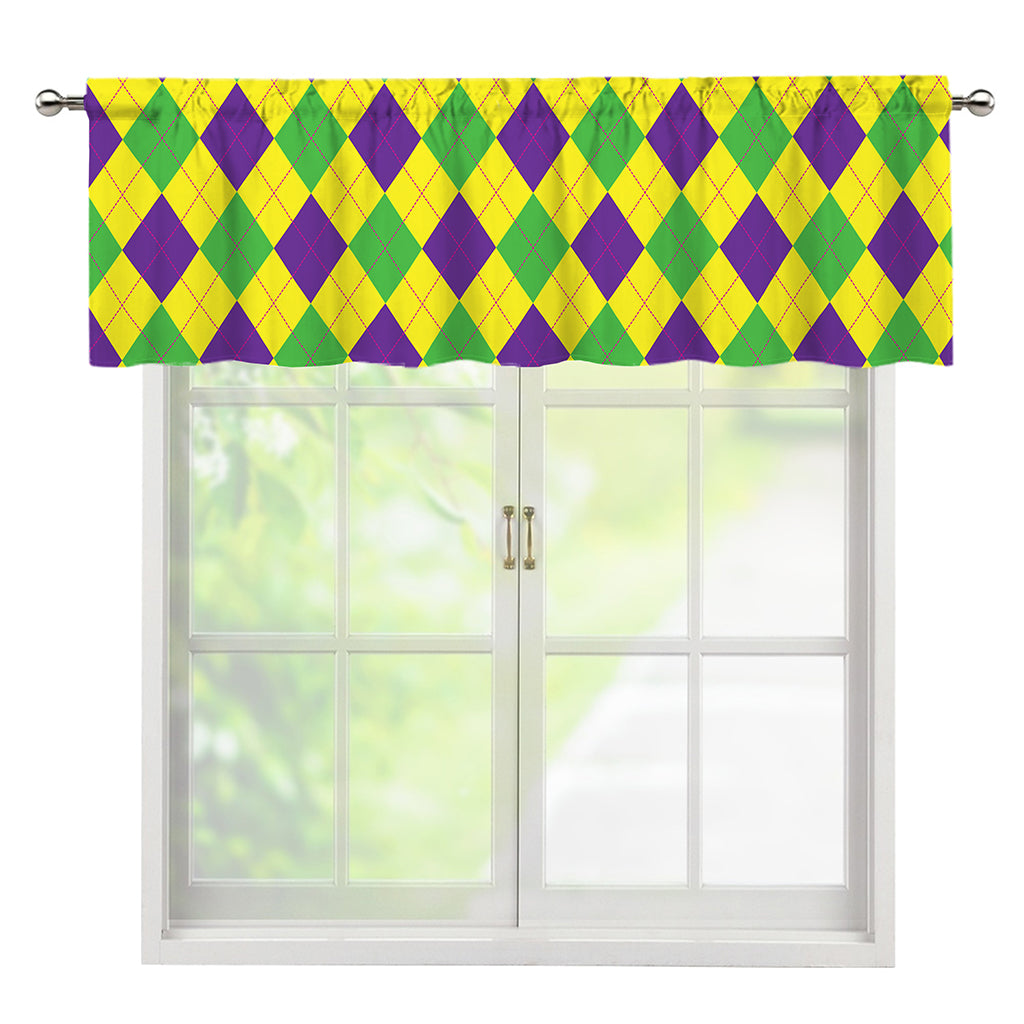 Mardi Gras Fat Tuesday Argyle Print Window Valance