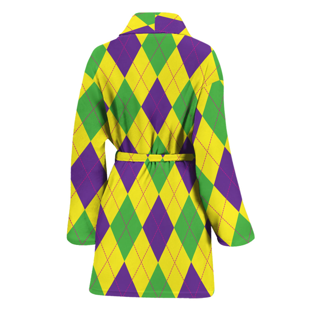 Mardi Gras Fat Tuesday Argyle Print Women's Bathrobe