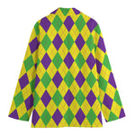 Mardi Gras Fat Tuesday Argyle Print Women's Blazer