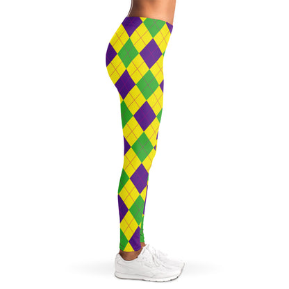 Mardi Gras Fat Tuesday Argyle Print Women's Leggings