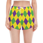 Mardi Gras Fat Tuesday Argyle Print Women's Split Running Shorts
