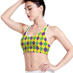 Mardi Gras Fat Tuesday Argyle Print Women's Sports Bra