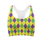 Mardi Gras Fat Tuesday Argyle Print Women's Sports Bra