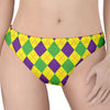 Mardi Gras Fat Tuesday Argyle Print Women's Thong