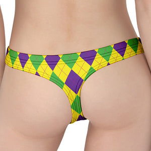 Mardi Gras Fat Tuesday Argyle Print Women's Thong