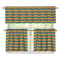 Mardi Gras Fat Tuesday Chevron Print 3 Piece Kitchen Curtains